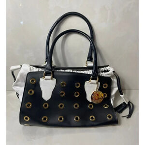 Aleanto Collezioni Womens Shoulder Hand Bag Genuine Leather Black Made in Italy
